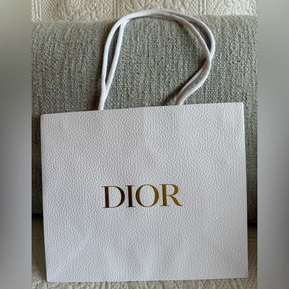 White Dior shopping bag